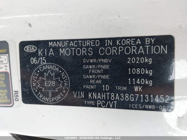 KNAHT8A38G7131452 KIA Rondo