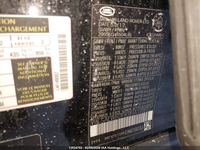 SALWR2FK9HA149557 Land Rover Range Rover Sport Diesel Td6 Hse