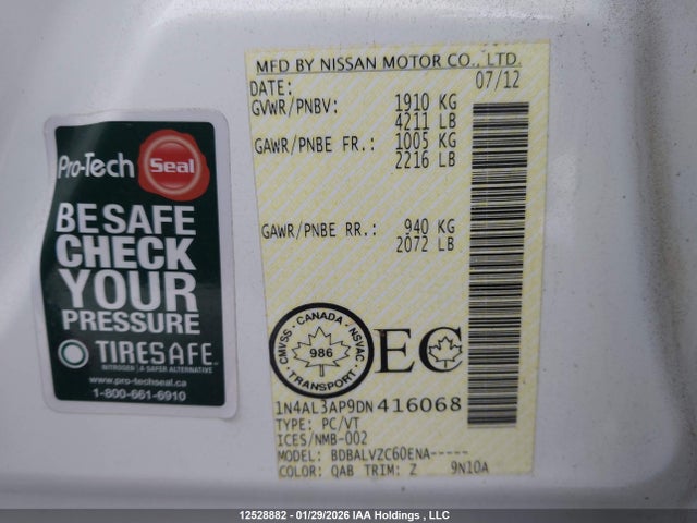 Продажа на аукционе авто 2013 Nissan Altima 2.5 Sl, vin: 1N4AL3AP9DN416068, номер лота: 12528882