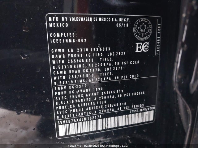 3VV4B7AX4JM162178 Volkswagen Tiguan Sel Premium
