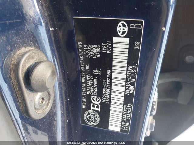 2020 Toyota Corolla მანქანა იყიდება აუქციონზე, vin: 5YFBPRBE7LP021598, აუქციონის ნომერი: 12534723