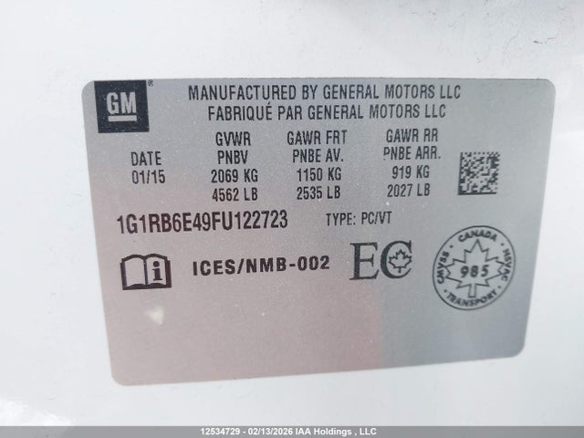 1G1RB6E49FU122723 Chevrolet Volt