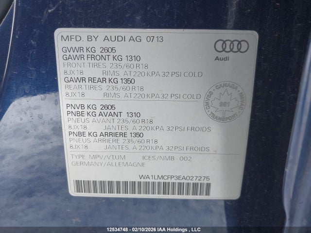 WA1LMCFP3EA027275 Audi Q5 Tdi Technik