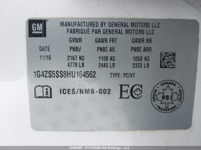 1G4ZS5SS8HU164562 Buick Lacrosse Premium