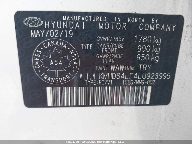 Продажа на аукционе авто 2020 Hyundai Elantra Sel/value/limited, vin: KMHD84LF4LU923995, номер лота: 12534769