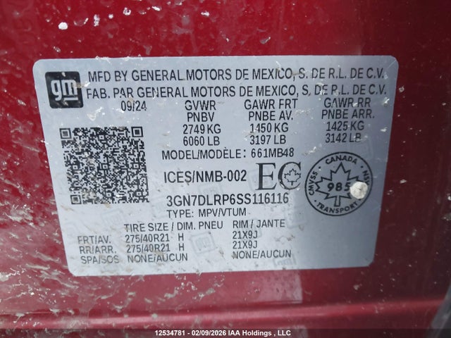 2025 Chevrolet Equinox Ev მანქანა იყიდება აუქციონზე, vin: 3GN7DLRP6SS116116, აუქციონის ნომერი: 12534781