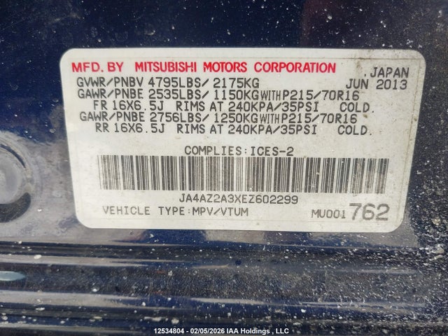 Mitsubishi Outlander 2014 JA4AZ2A3XEZ602299 Image 9