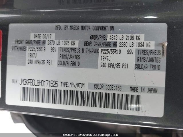 JM3KFBDL8H0171525 Mazda Cx-5 Grand Touring