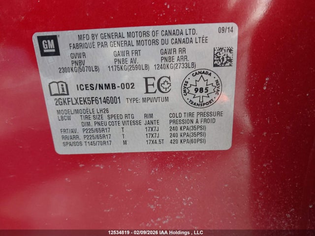 GMC Terrain Slt-1 2015 2GKFLXEK5F6146001 Image 19