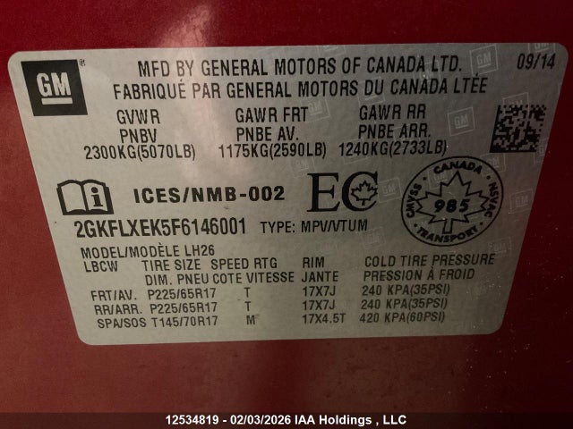 GMC Terrain Slt-1 2015 2GKFLXEK5F6146001 Image 22