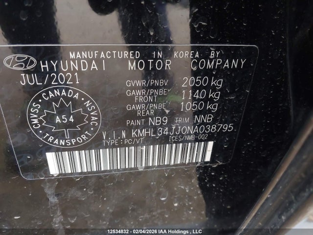 KMHL34JJ0NA038795 Hyundai Sonata