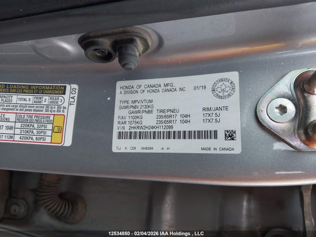 2HKRW2H24KH112099 Honda CR-V LX