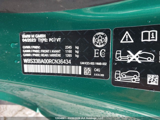 Продажа на аукционе авто 2024 Bmw M4 Competition, vin: WBS33BA00RCN36434, номер лота: 12534861