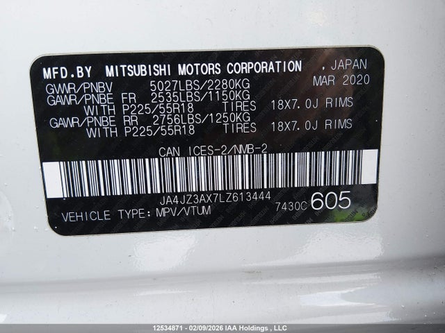 JA4JZ3AX7LZ613444 Mitsubishi Outlander