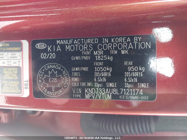 KNDJ33AU8L7121174 KIA Soul Ex/ex Anniversary Edition/ex Limited/ex Premium/ex+/gt-line Limited/gt-line Premium