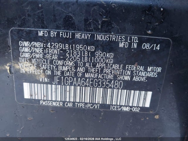 JF1GPAA64EG335480 Subaru Impreza