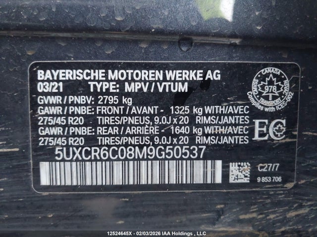 5UXCR6C08M9G50537 BMW X5 Xdrive40i