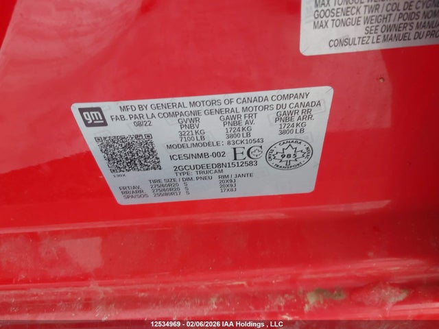 2GCUDEED8N1512583 Chevrolet Silverado 1500 Rst