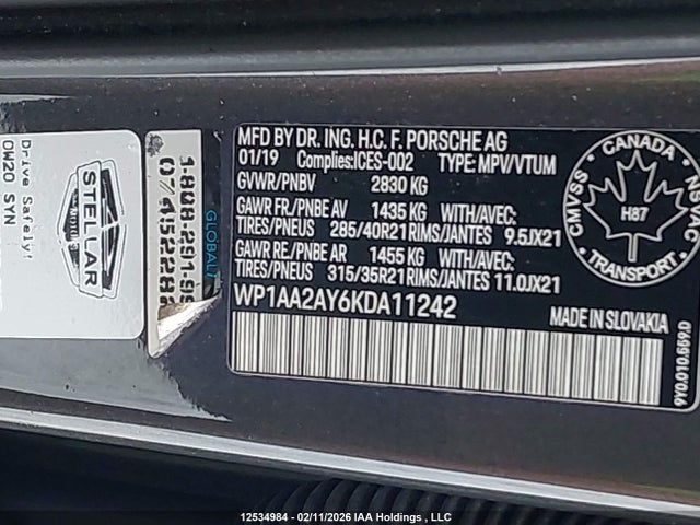 WP1AA2AY6KDA11242 Porsche Cayenne