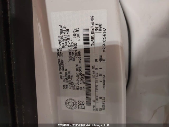 1FMCU9GX9EUE29108 Ford ESCAPE SE