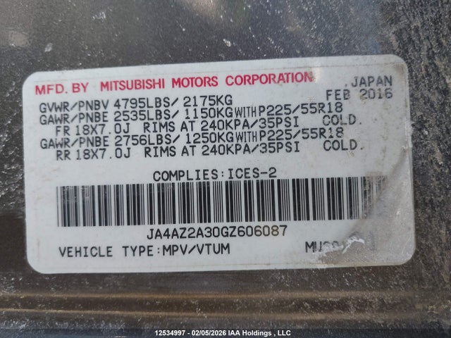 Mitsubishi Outlander Es 2016 JA4AZ2A30GZ606087 Image 9