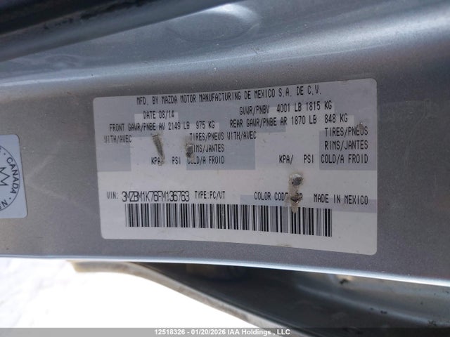 3MZBM1K76FM136763 Mazda Mazda3 Gx
