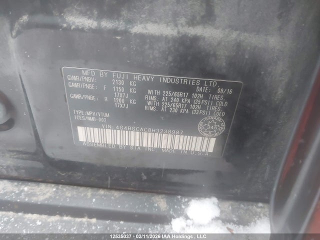 4S4BSCAC8H3238987 Subaru Outback 2.5i