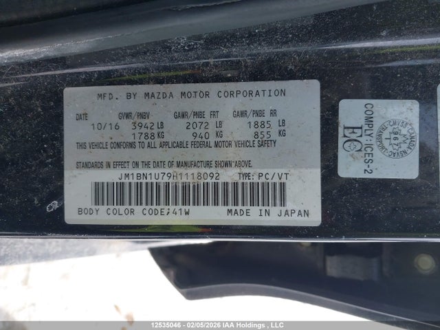JM1BN1U79H1118092 Mazda 3 SPORT