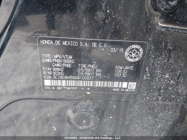 3CZRU6H59GM100937 Honda HR-V