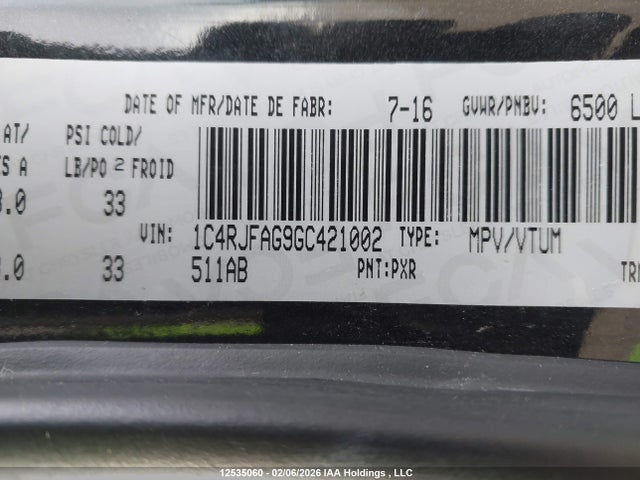 1C4RJFAG9GC421002 Jeep Grand Cherokee Laredo