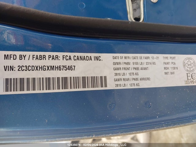 2C3CDXHGXMH675467 Dodge CHARGER GT