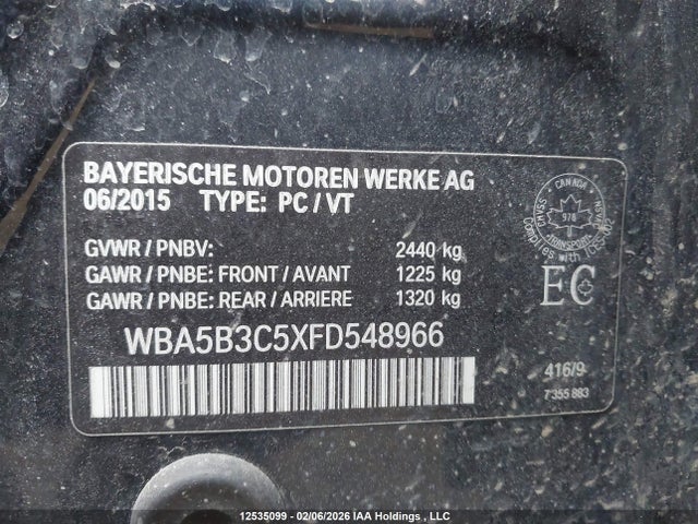 Aukcja sprzedaży 2015 Bmw 535 Xi, vin: WBA5B3C5XFD548966, numer aukcji: 12535099