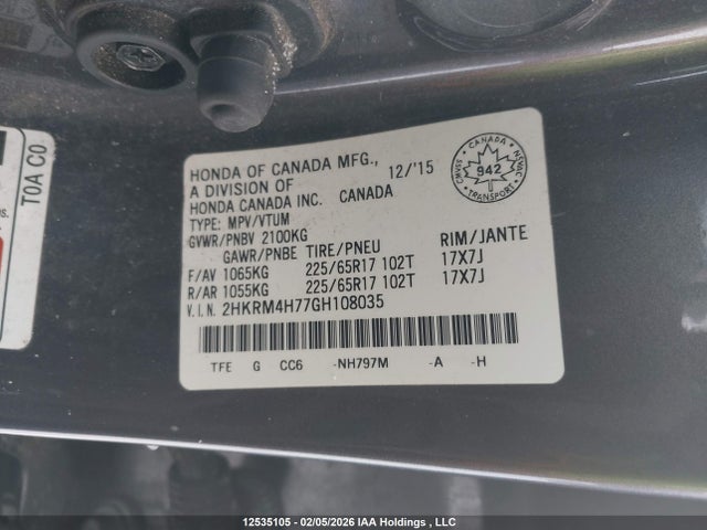 2HKRM4H77GH108035 Honda CR-V