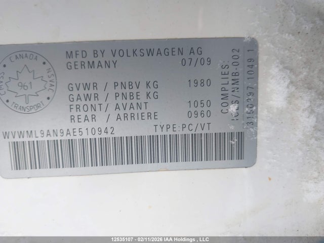 Продаж на аукціоні авто 2010 Volkswagen Cc Sport, vin: WVWML9AN9AE510942, номер лоту: 12535107