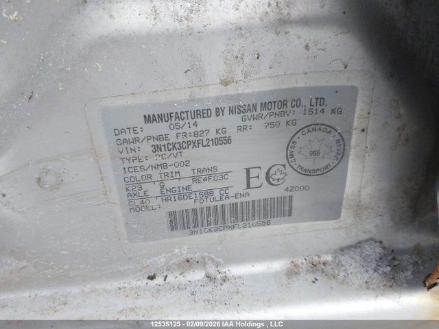 Nissan Micra S/sr/sv 2015 3N1CK3CPXFL210556 Image 9