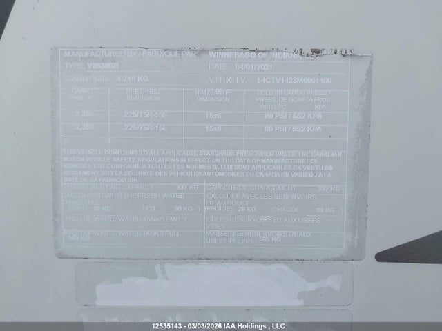 54CTV1423M6061460 Caravan Motorhome