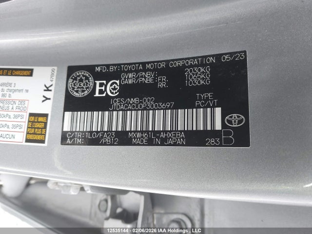 JTDACACU0P3003697 Toyota Prius Prime Se/xse/xse Premium