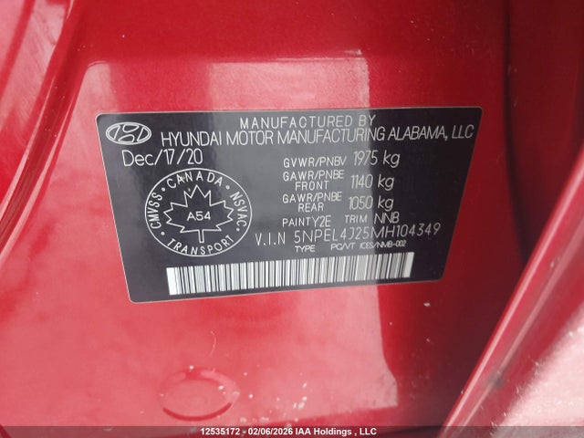 5NPEL4J25MH104349 Hyundai Sonata Luxury