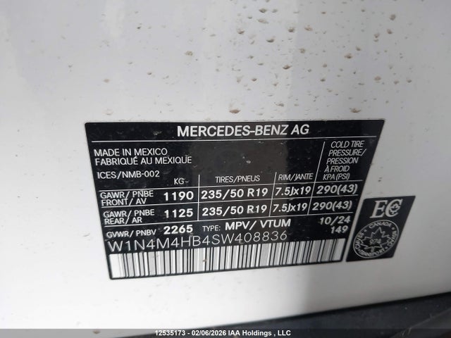 W1N4M4HB4SW408836 Mercedes-Benz Glb 250 4matic