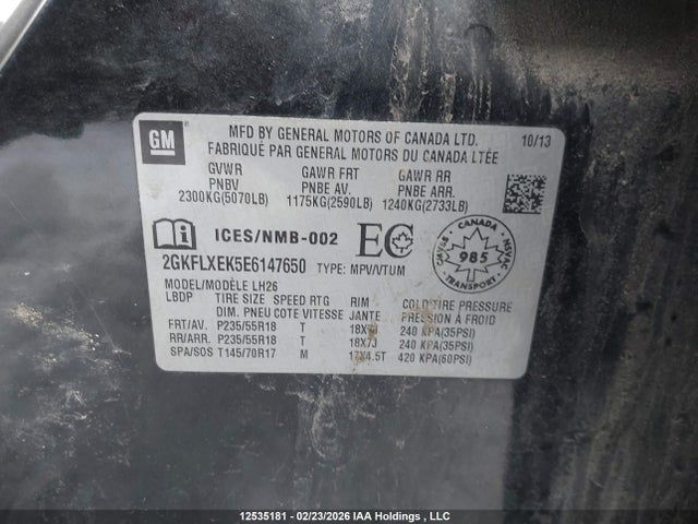 2GKFLXEK5E6147650 GMC Terrain Slt