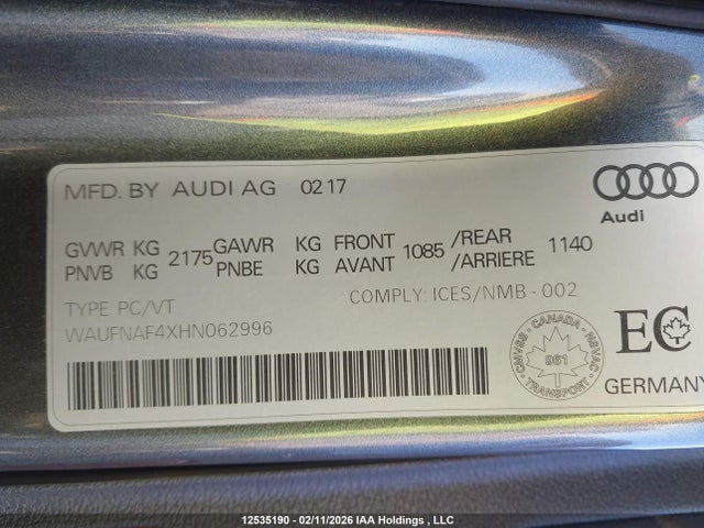 WAUFNAF4XHN062996 Audi A4 2.0t Technik