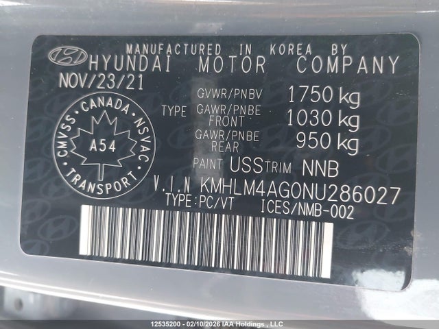 KMHLM4AG0NU286027 Hyundai Elantra