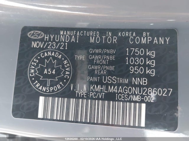 KMHLM4AG0NU286027 Hyundai Elantra
