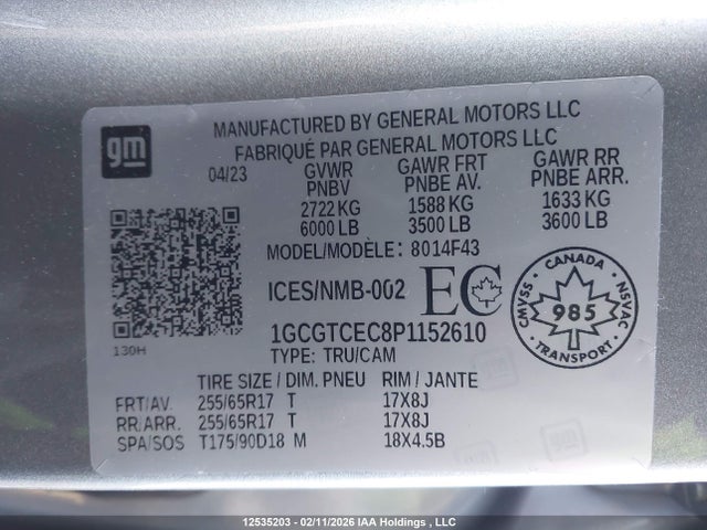 1GCGTCEC8P1152610 Chevrolet Colorado Lt