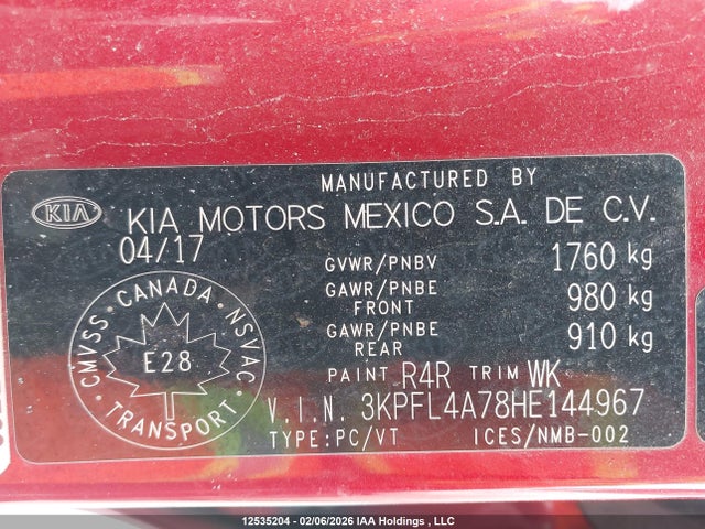 3KPFL4A78HE144967 KIA Forte Ex/ex Luxury/ex+/lx/lx+