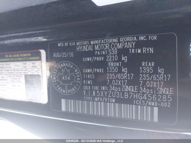 5XYZU3LB7HG456285 Hyundai Santa Fe Sport 2.4 Premium