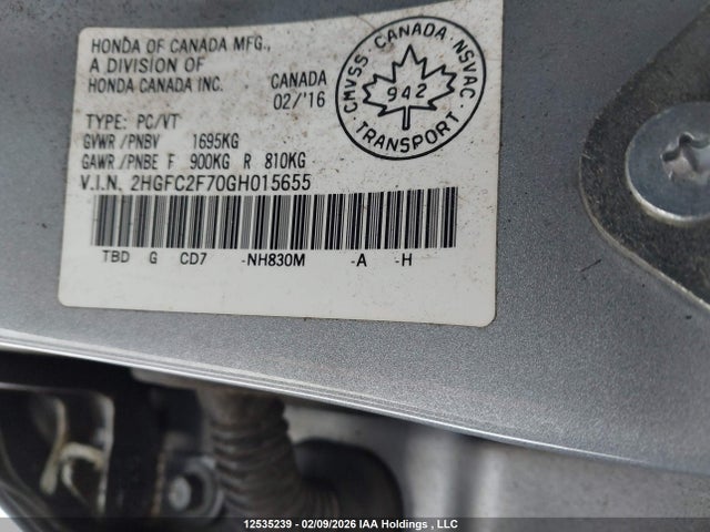 Aukcja sprzedaży 2016 Honda Civic Ex 4dr, vin: 2HGFC2F70GH015655, numer aukcji: 12535239