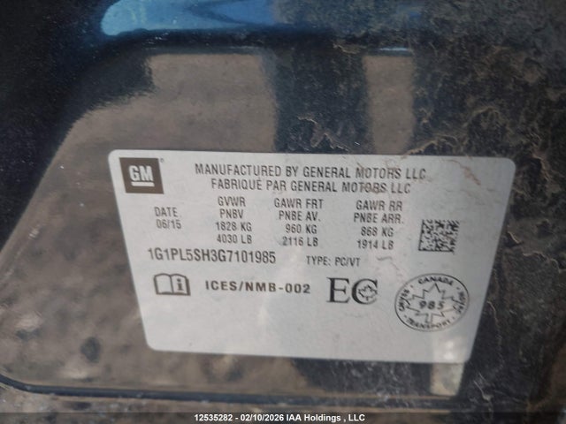 1G1PL5SH3G7101985 Chevrolet Cruze Limited 2ls