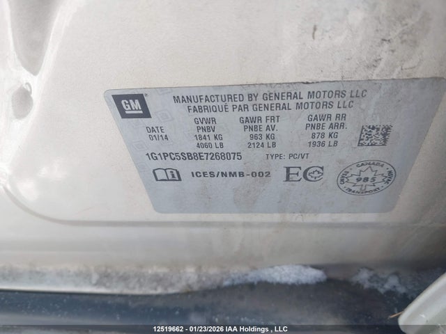 Chevrolet Cruze 1lt 2014 1G1PC5SB8E7268075 Image 9