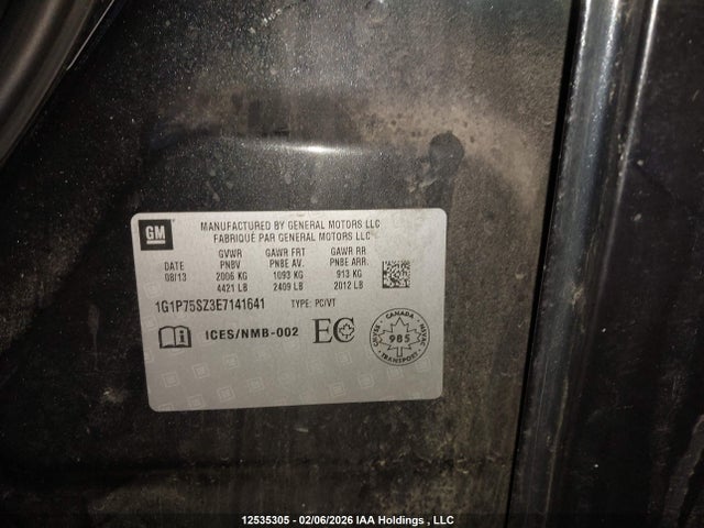 1G1P75SZ3E7141641 Chevrolet Cruze